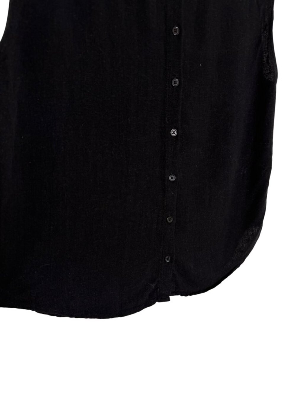 Double Zero Linen Blend Button Front Top Blouse Shirt Black M - Picture 3 of 6